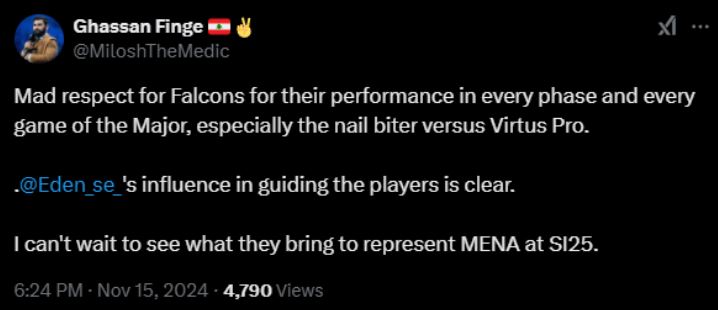 Ghassan Finge tweet about Eden